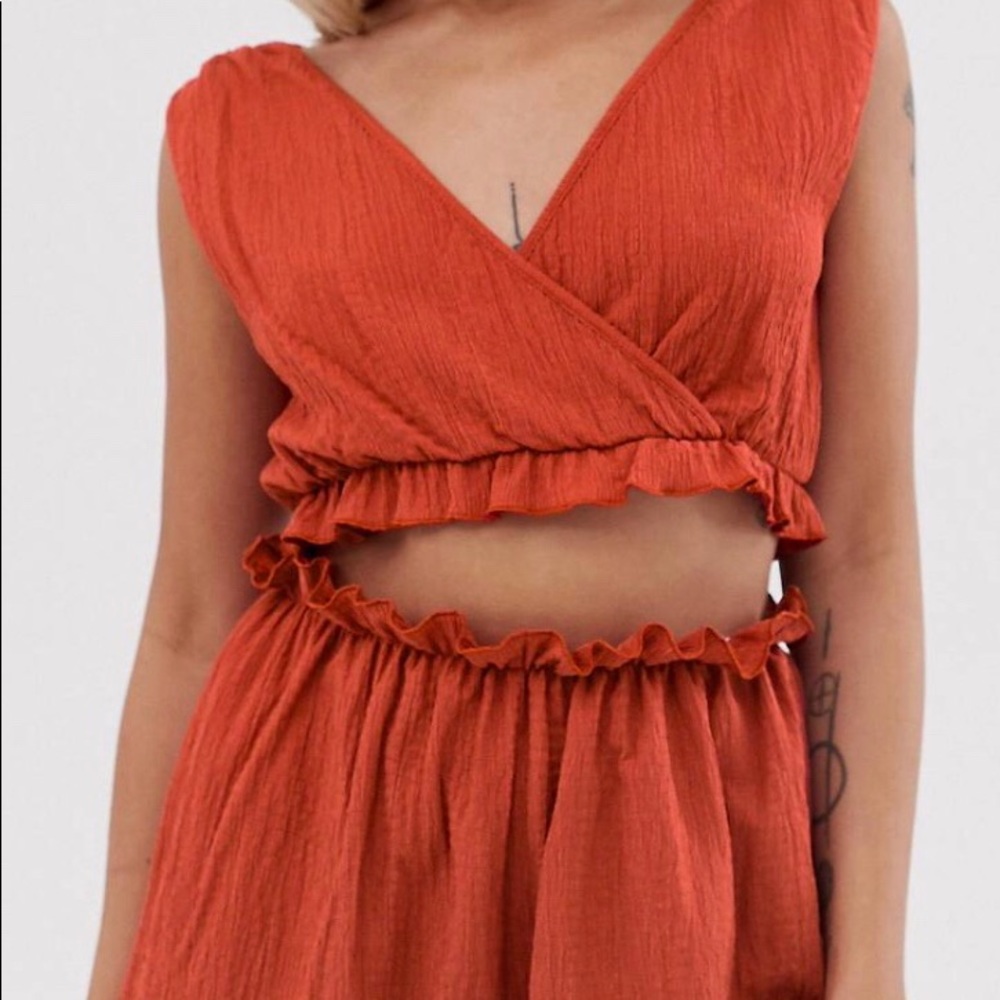 ASOS DESIGN Petite beach jersey crinkle crop top